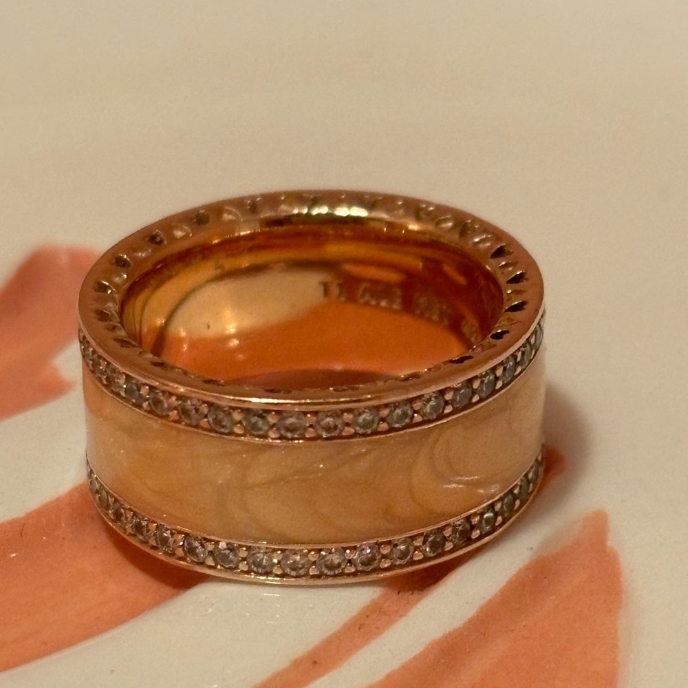 LIGHT PINK and ROSE GOLD jewel lined ring from PANDORA